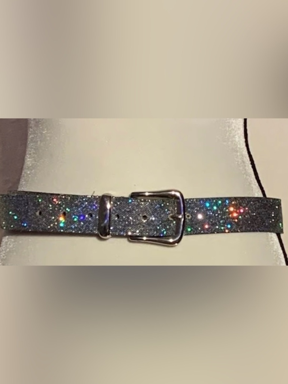 Absolutely fresh vintage 1990 Glitter  Belt - Silver sparkle